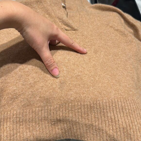 Reformation Cashmere Polo Jumper Pullover Sweater GUC Size Medium Camel Brown - Picture 8 of 10